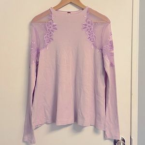 Free people long sleeve purple lace top